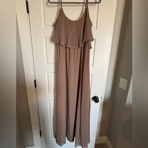 Show Me Your Mumu Taupe Ruffle Maxi Dress XL Wedding Guest Bridesmaid